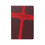 Biblia RV1960 Letra Grande, Imitación Piel Café/Rojo "Cruz"