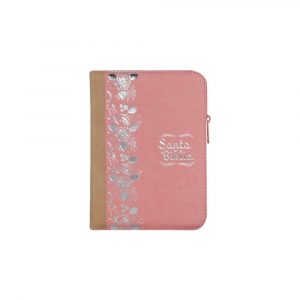 Biblia RV1960 de Bolsillo, Imitación Piel Rosa/Beige c/Cierre