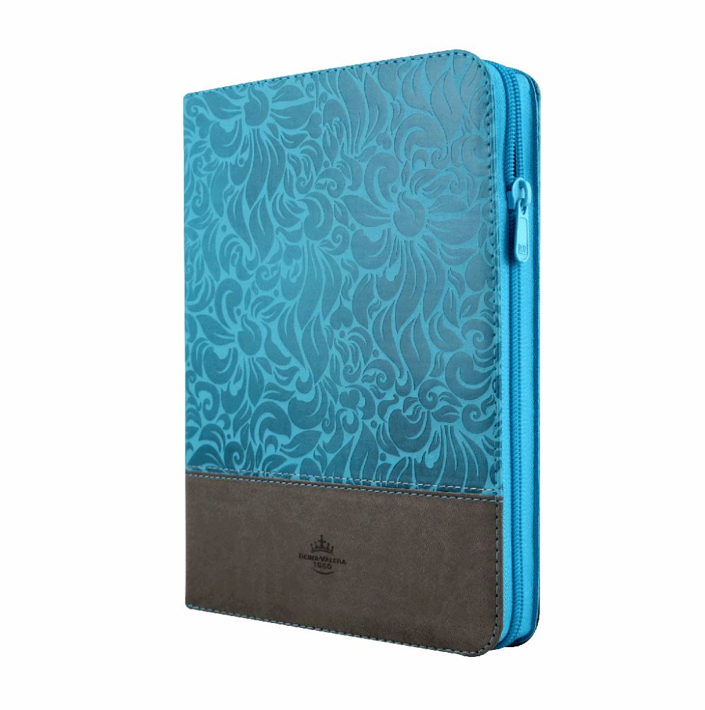 Biblia Letra Super Gigante Turquesa y Gris c/cierre RV60 - Imagen 2