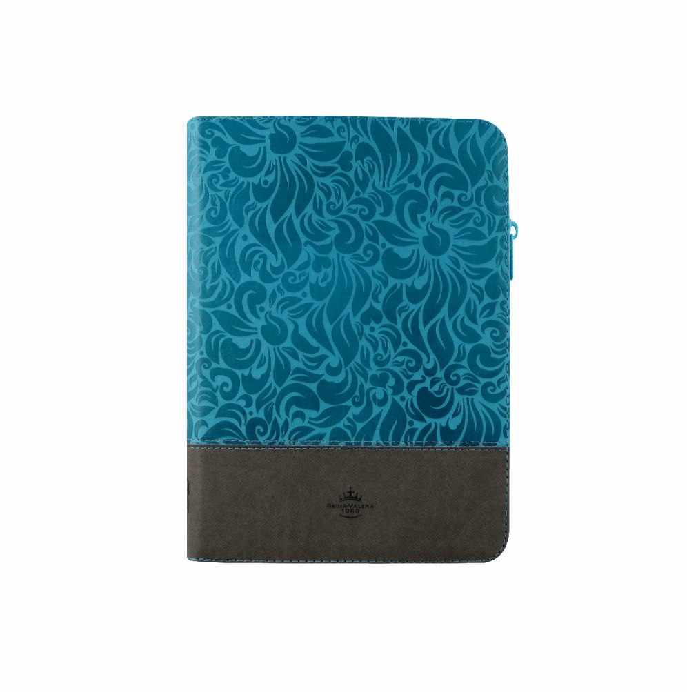 Biblia Letra Super Gigante Turquesa y Gris c/cierre RV60