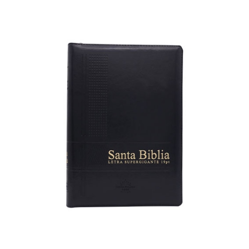 Biblia Negra - Letra Supergigante 19pt Con Indice y Cierre - RV60 - Imit. Piel