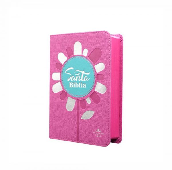Biblia rosa flor- Mediana- Letra grande - RV60