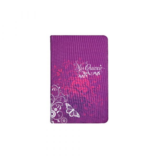 Biblia XV RVR1960 Chica LC -Imitación Piel Morado con Mariposas