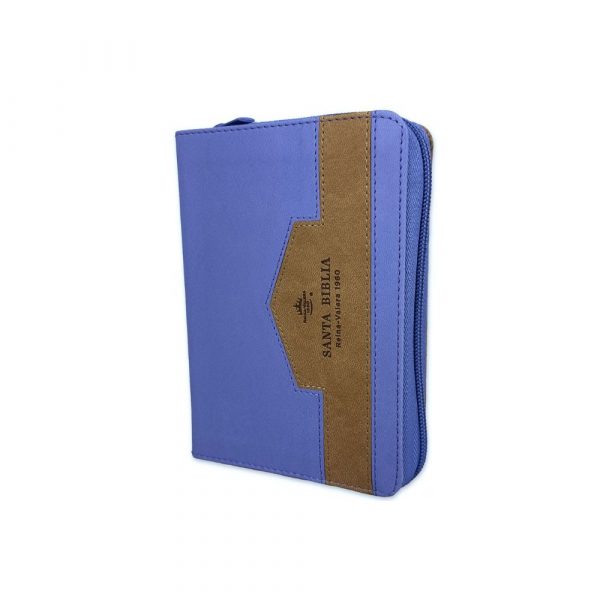 Biblia de Bolsillo con Cierre RV1960 Imit Piel Lila/Café con índice