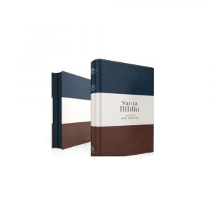 Biblia RV1960 Letra Grande, Imitación Piel "Tricolor" Azul/Gris/Café, c/Cierre e Índice