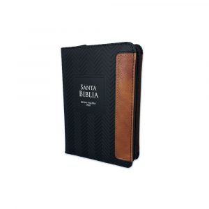 Biblia RV1960 de Bolsillo, Imitación Piel "Geometrico Negro/Café" c/Cierre e Índice