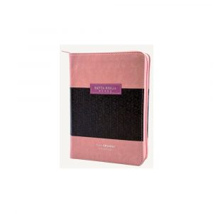 Biblia RV1960 Letra Grande, Imitación Piel "ABBA Rosa/Café" c/Cierre e Índice