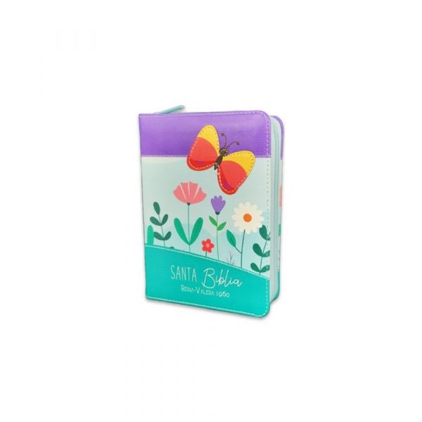 Biblia de Bolsillo con Cierre RV1960 Imit Piel Turquesa Mariposa