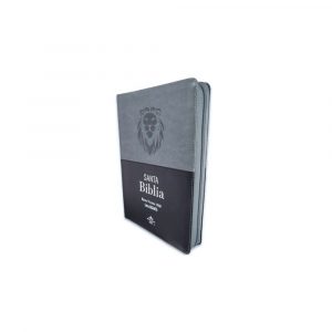 Biblia RV1960 Letra Gigante, Imitación Piel Bicolor "Negro/Gris León" c/Cierre e Índice