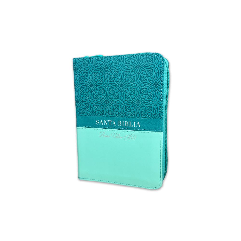 Biblia de Bolsillo con Cierre RV1960 imit piel Bifloral Turquesa con índice