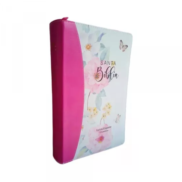 Biblia RV60 "Flores" Letra Gigante Imitación Piel c/Cierre - Imagen 2