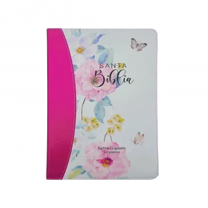 Biblia RV60 "Flores" Letra Gigante Imitación Piel c/Cierre