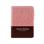 Biblia RV1960 de Bolsillo, Letra Grande, Imitación Piel Rosa/Café c/Cierre