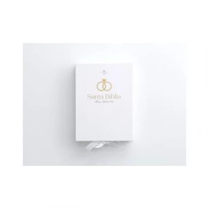 Biblia RVR60 Imit. Piel Para Bodas  índice y LG Blanco Dorado