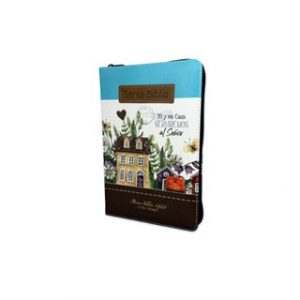 Biblia RVR60 Cierre LG 12 Pts Imit. Floral Café y Turquesa Indice