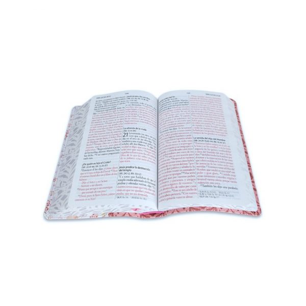 Biblia Letra Gigante RVR60 Imitación Piel Rosada c/Canto Floral - Imagen 2